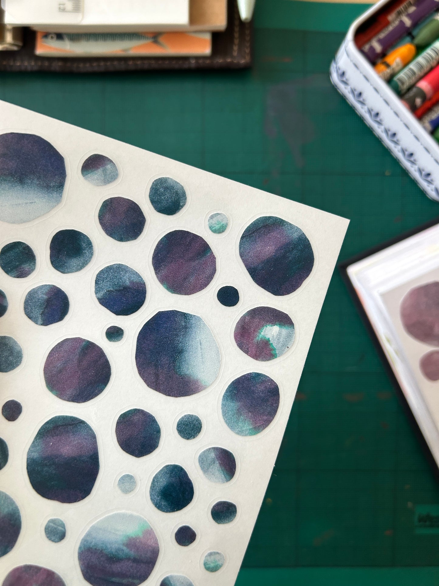 Pastel and Ink Circles